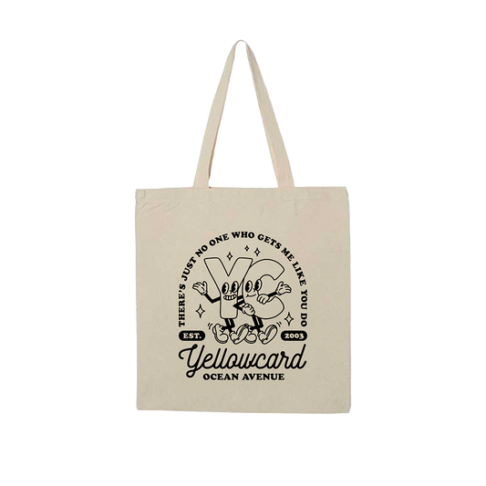 Official Yellowcard Merchandise. 100% heavy cotton canvas 14" x 16" tote bag with 9" handle drop.