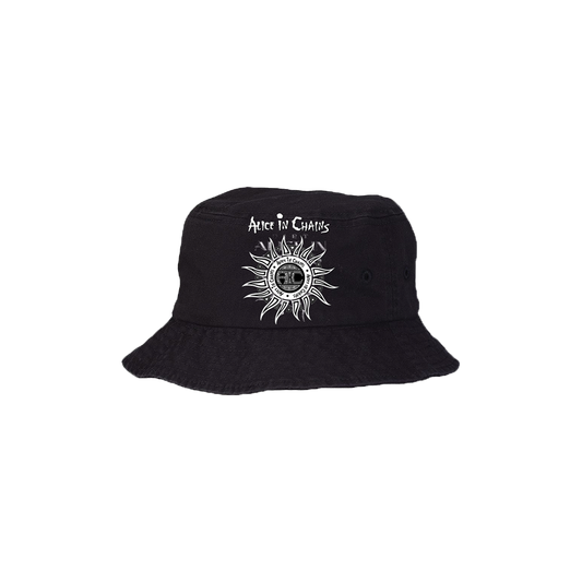 Embroidered Sun Logo Black Bucket Hat