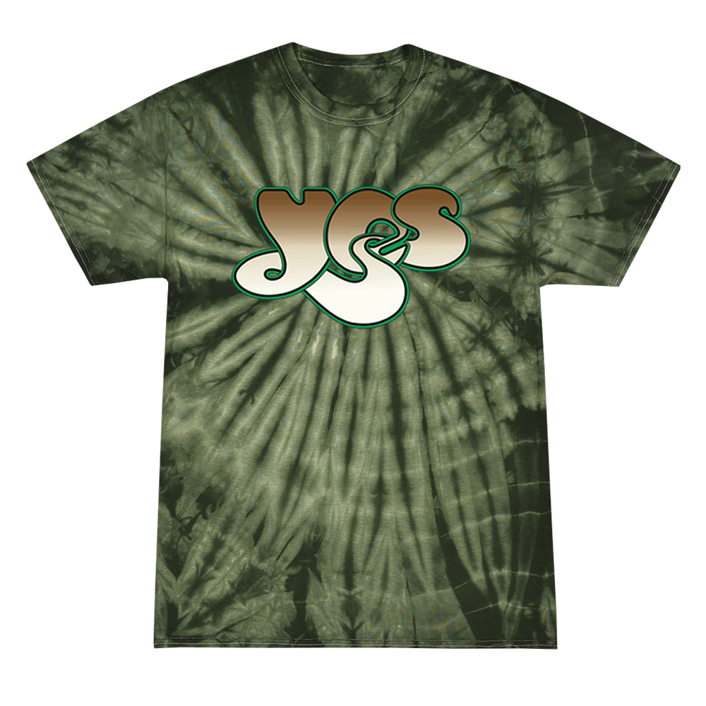 YES Logo tee printed on Colortone in green spider tie dye
