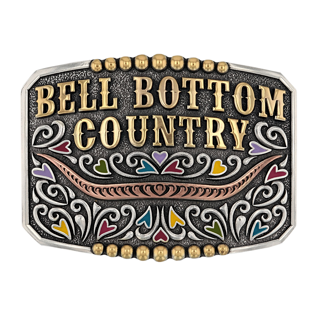 Bell Bottom Country Belt Buckle (Heart Accent)